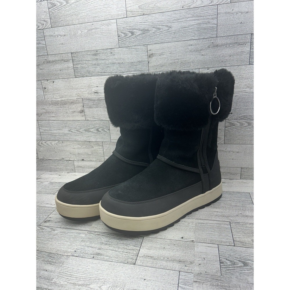 Koolaburra by UGG Tynlee Black Women's Size 6 Boots Faux Fur Suede Zip Snow Boot